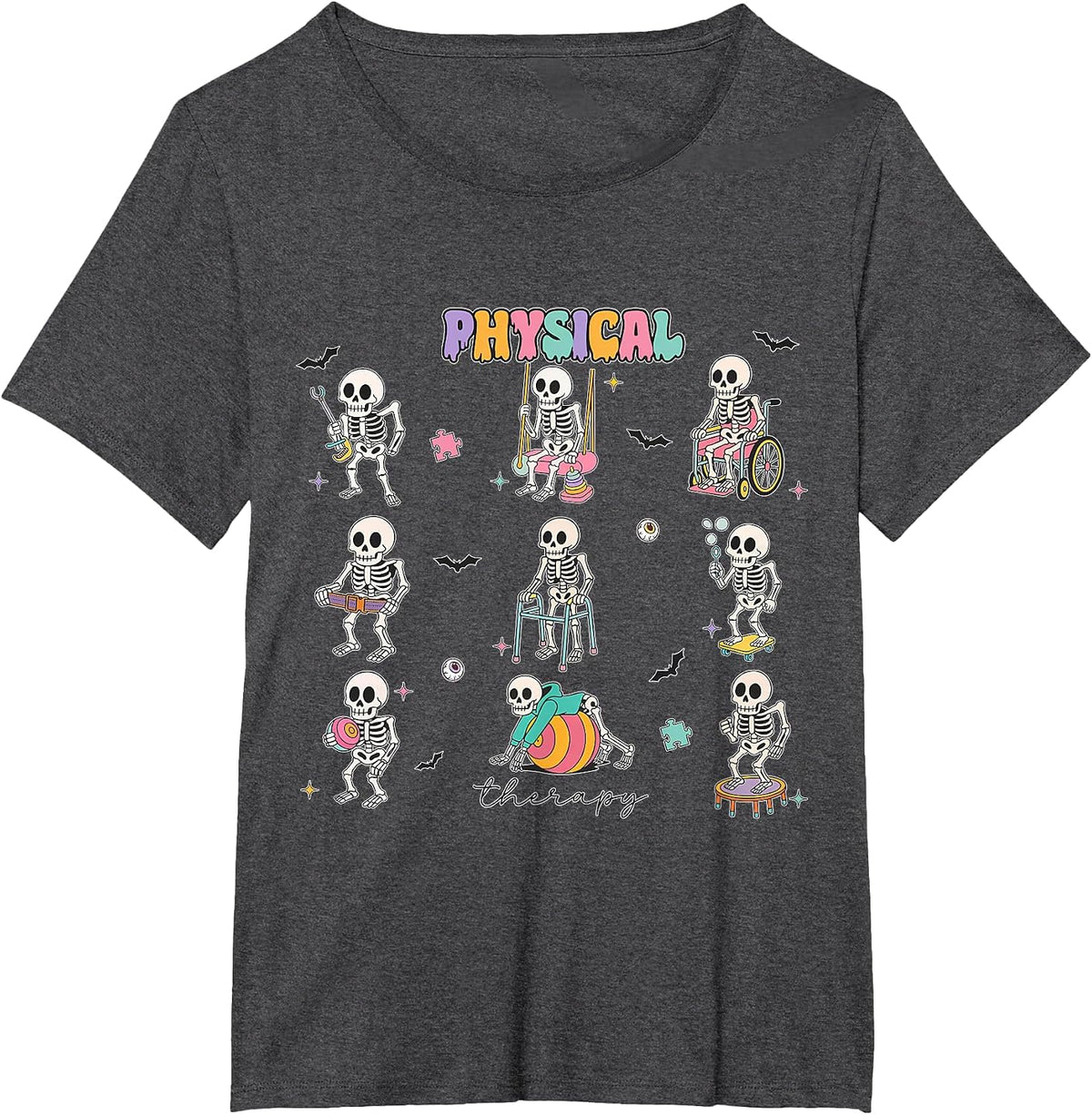 Funny Ghost Physical Therapy Pt Physical Therapist Halloween T-Shirt - Dark Heather Grey