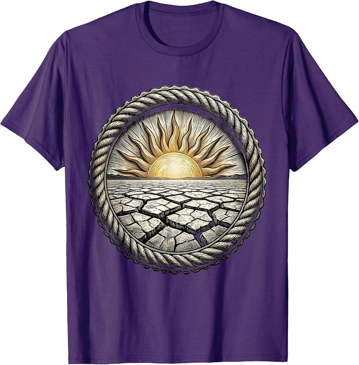 Men's Cracked Salt Flat Desert Scorching Sun Graphic T-Shirt - Purple