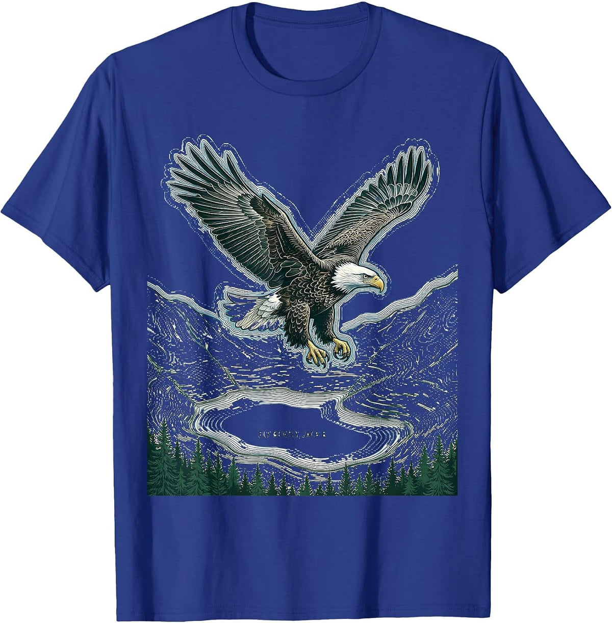 Men's Fly Gently, Jackie Topographic Eagle Memorial Tribute T-Shirt - Royal Blue