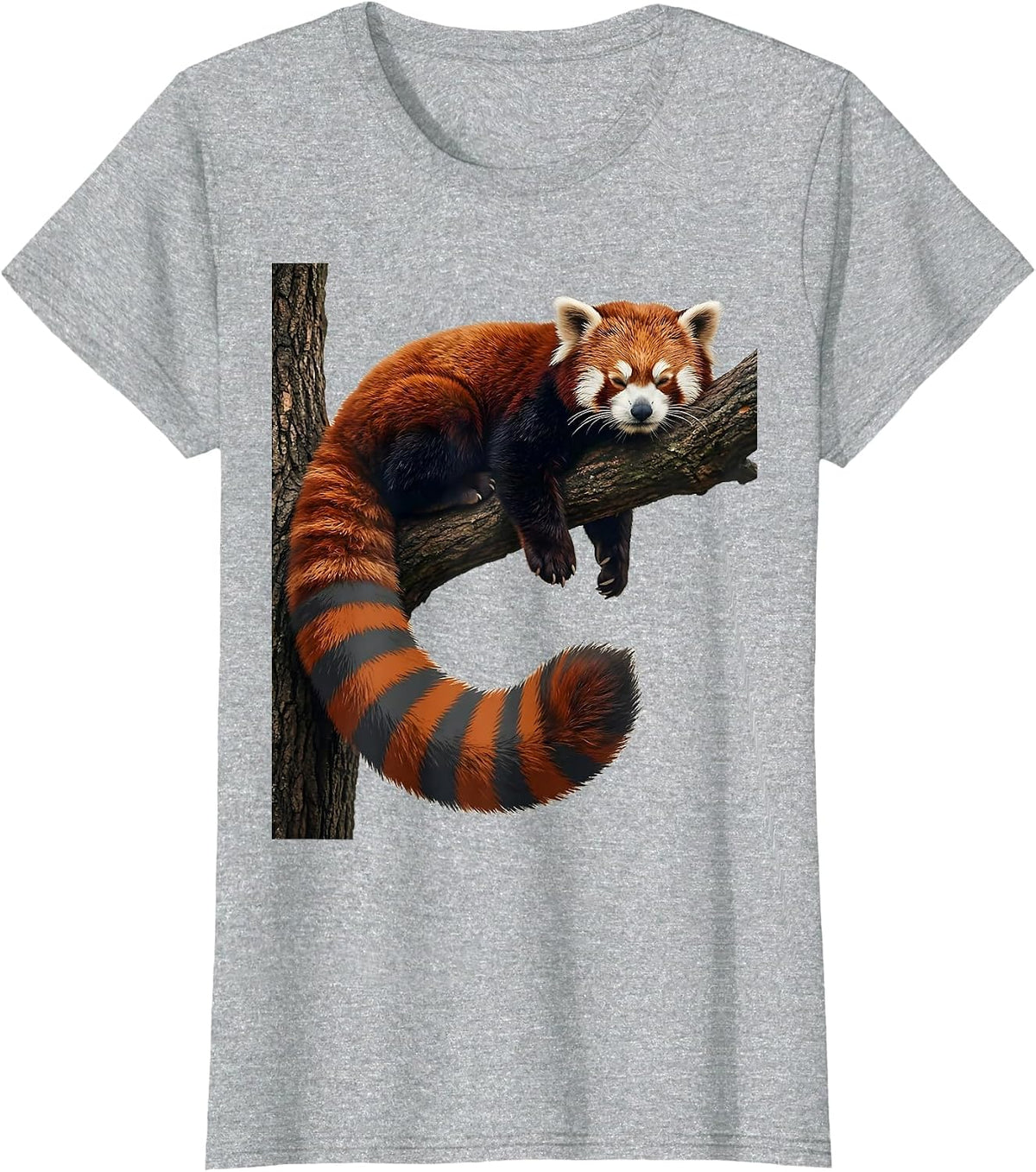 Red Panda Sprawled Humor Animal Lover Gift T-Shirt - Heather Grey