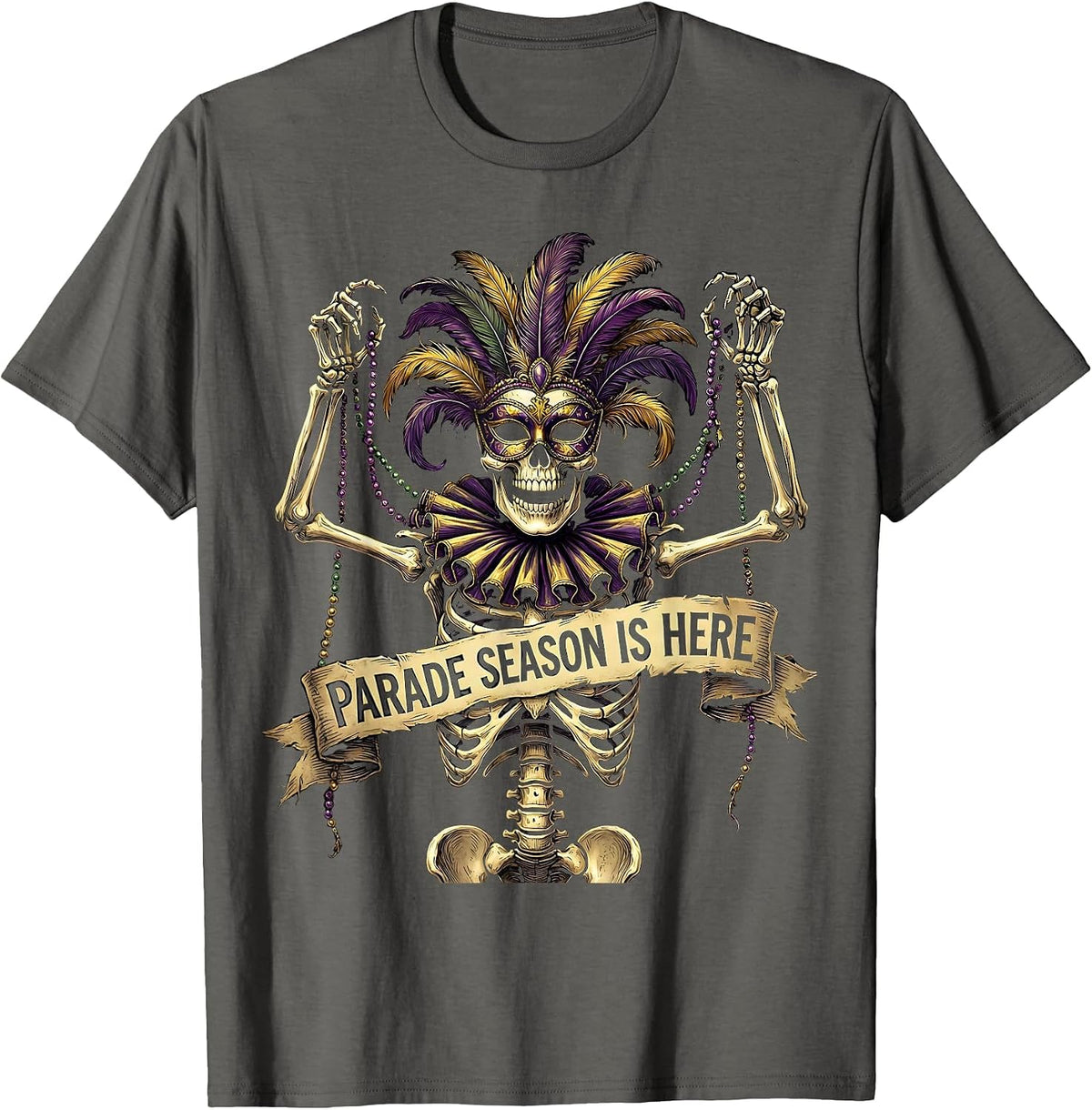 Parade Season Is Here Mardi Gras Design T-Shirt - Asphalt Grey