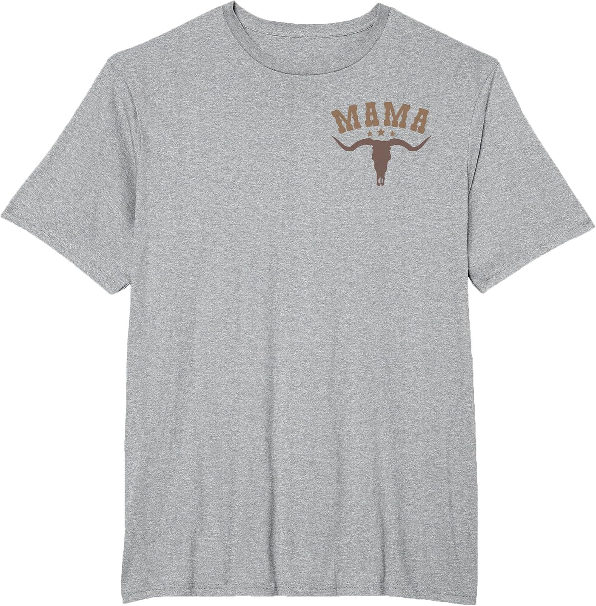 Mama Skull Highland Cow Boy Western Rodeo Family Matching T-Shirt, Men's Big and Tall, Heather Grey, 2X Tall - As Pictured