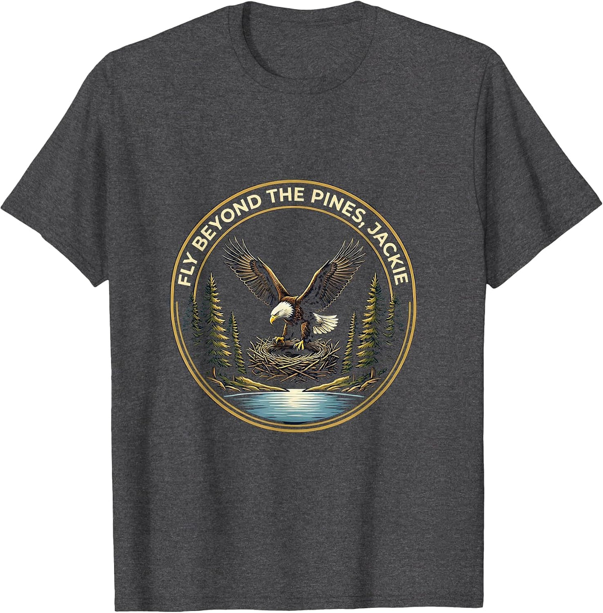 Men's Fly Beyond The Pines Jackie Bald Eagle Memorial Tribute T-Shirt - Dark Heather Grey