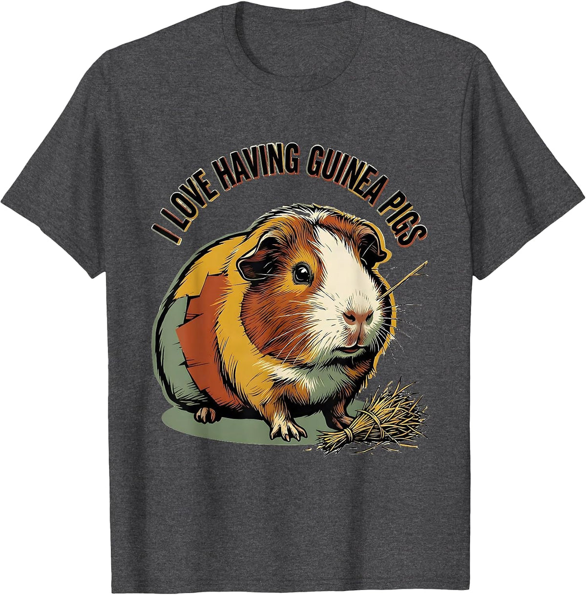 Men's I Love Having Guinea Pigs Cute Pet Lover Humor T-Shirt - Dark Heather Grey