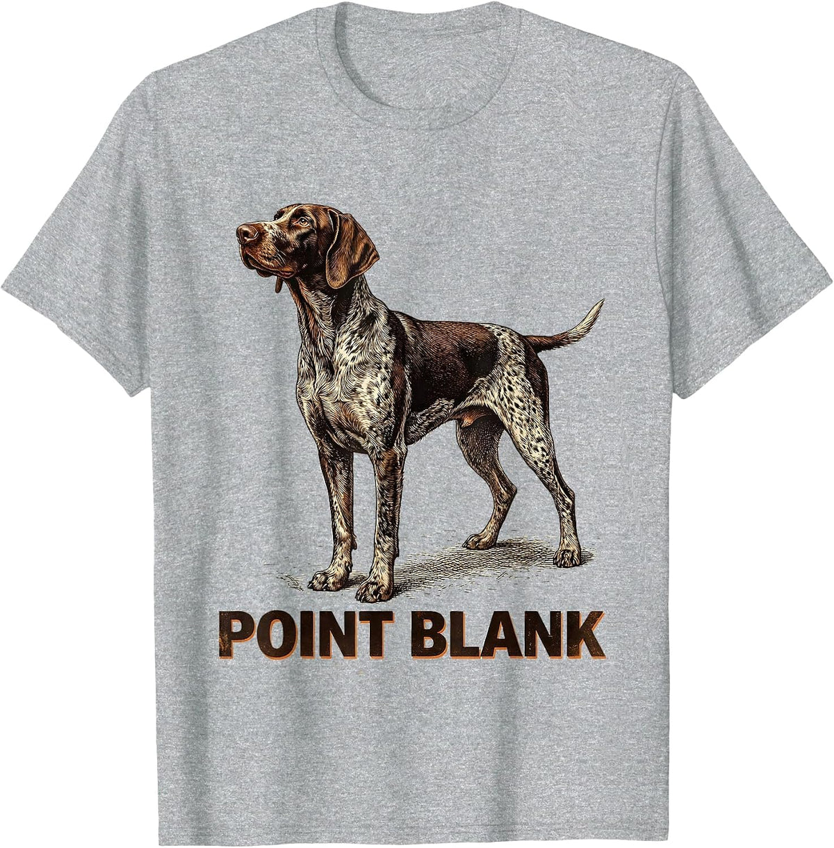 Men's Point Blank Vintage German Shorthaired Pointer Dog Lover T-Shirt - Heather Grey