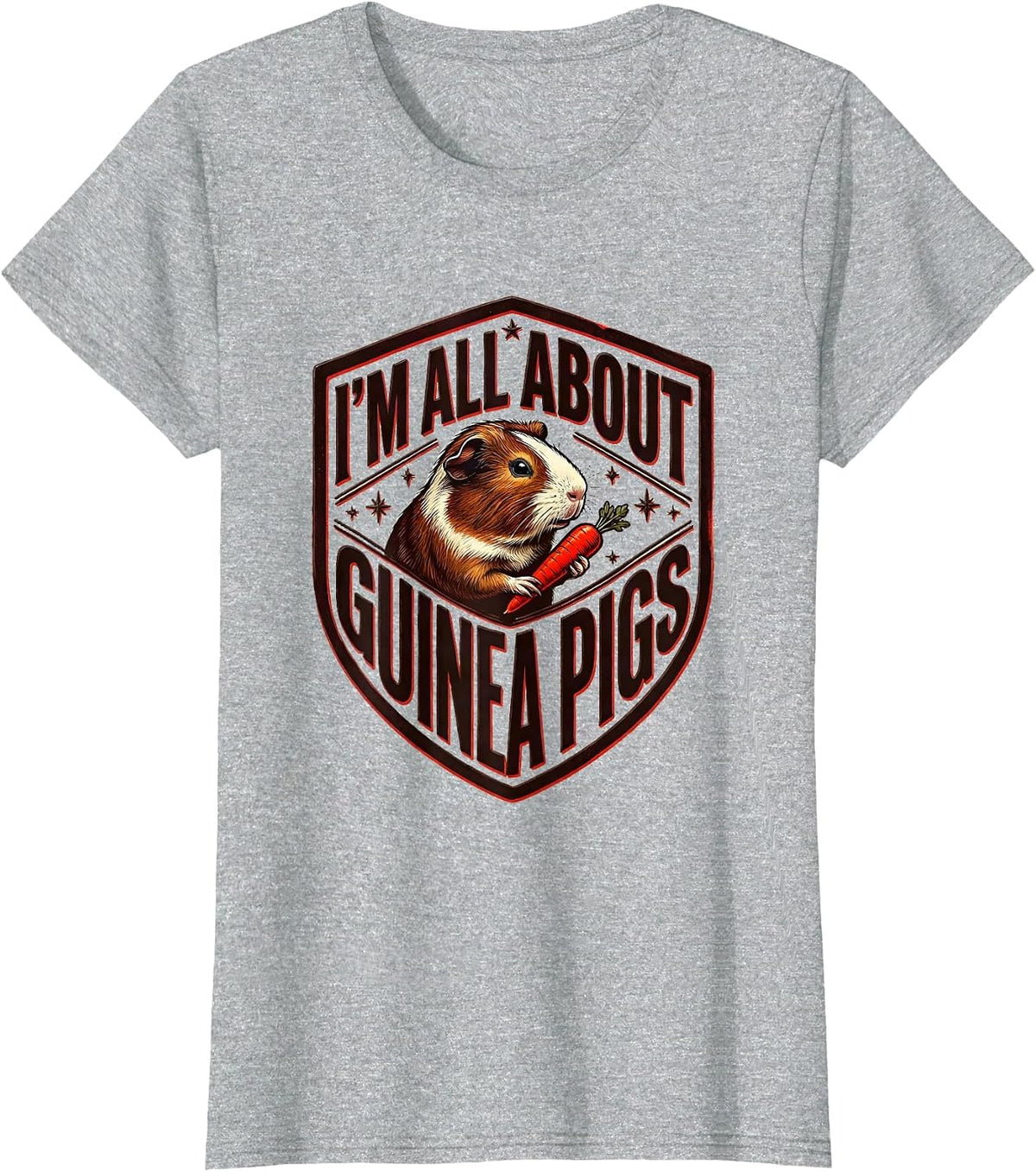 Women's I’m All About Guinea Pigs Funny Pig Lover Farm Animal Humor T-Shirt - Heather Grey