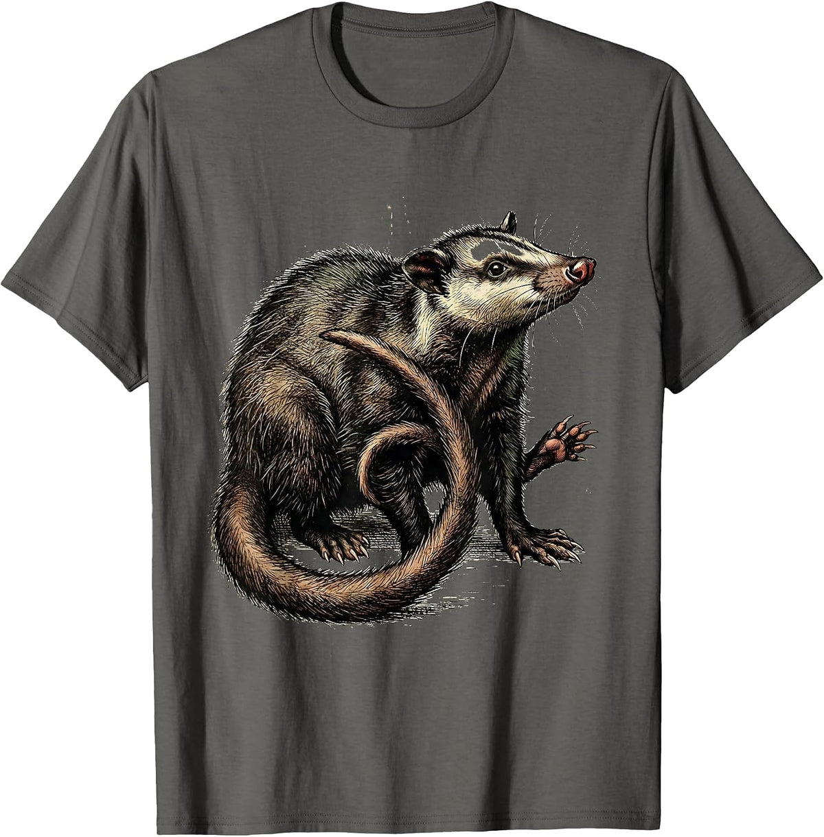 Men's Self-Tangled Opossum Vintage Animal Meme Humor T-Shirt - Asphalt Grey