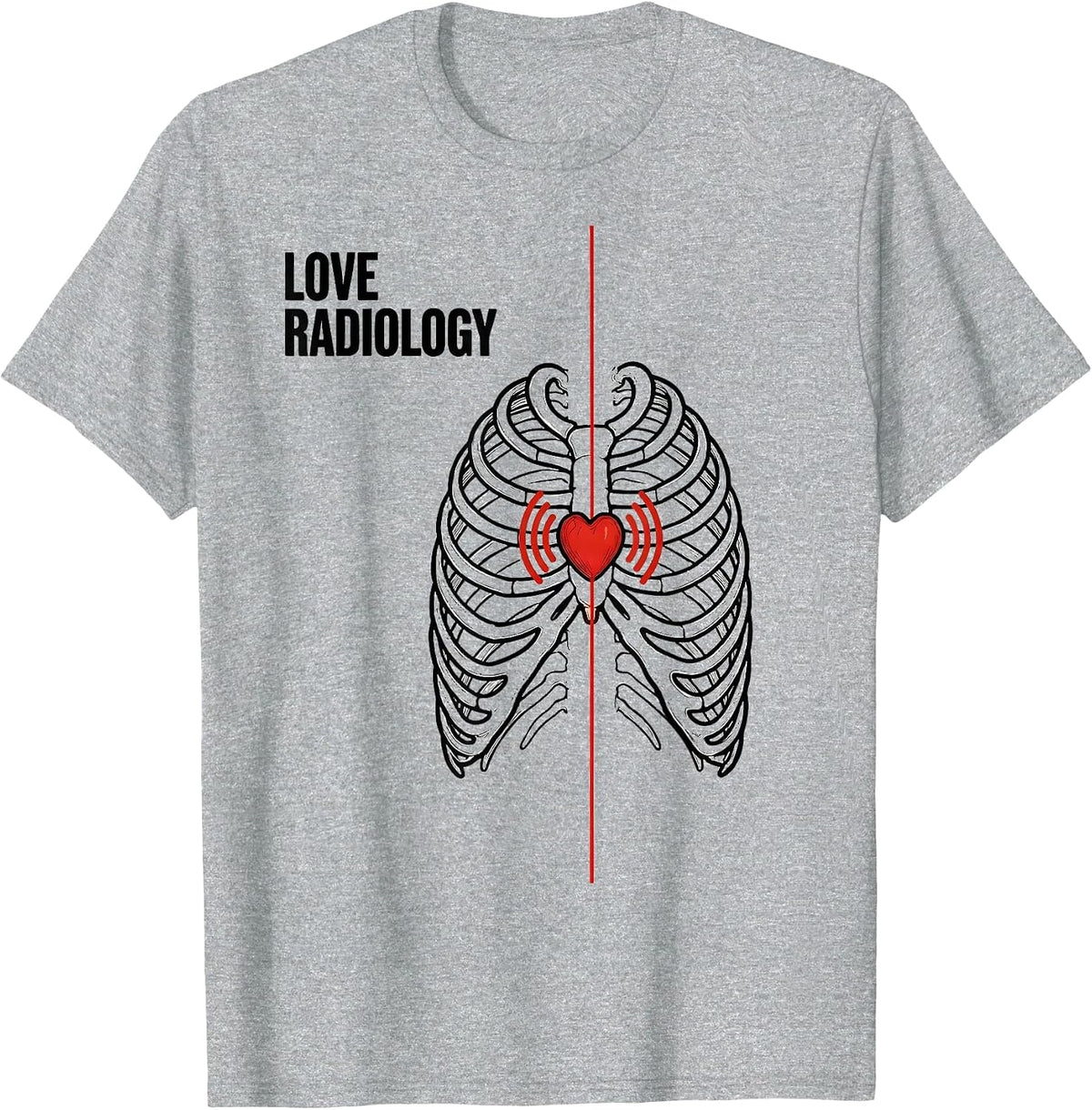 Men's Love Radiology Funny Radiology Tech Valentine Skeleton Humor T-Shirt - Heather Grey