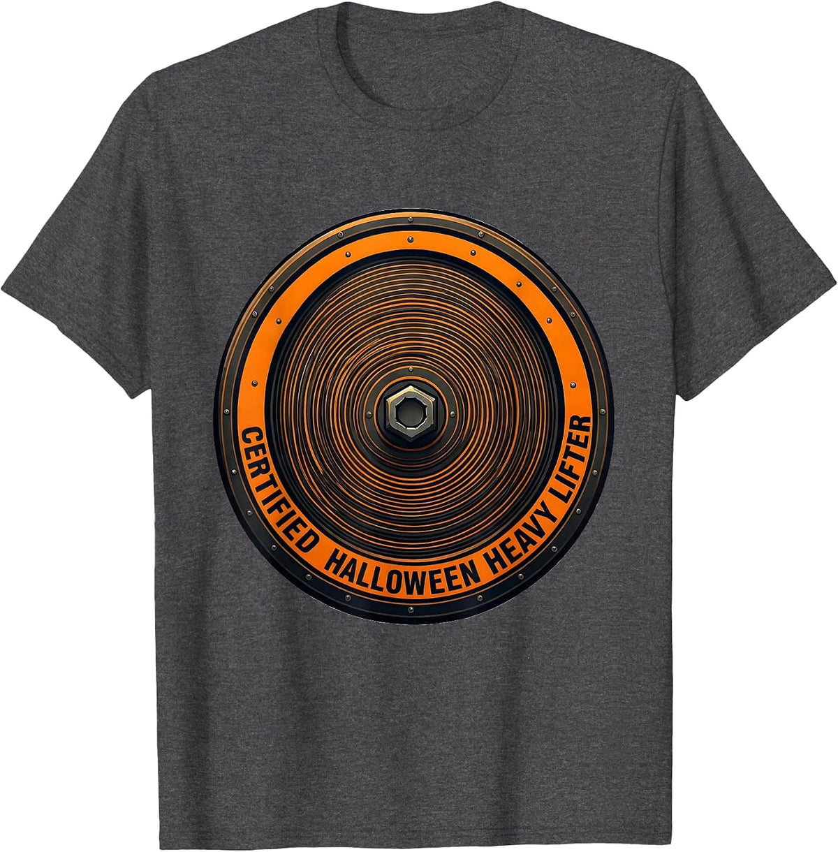 Certified Halloween Heavy Lifter Geometric Weight Lifter Gym T-Shirt - Dark Heather Grey
