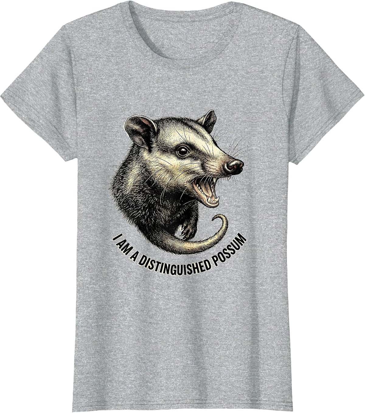 Women's I Am A Distinguished Possum Funny Opossum Meme Animal Lover T-Shirt - Heather Grey