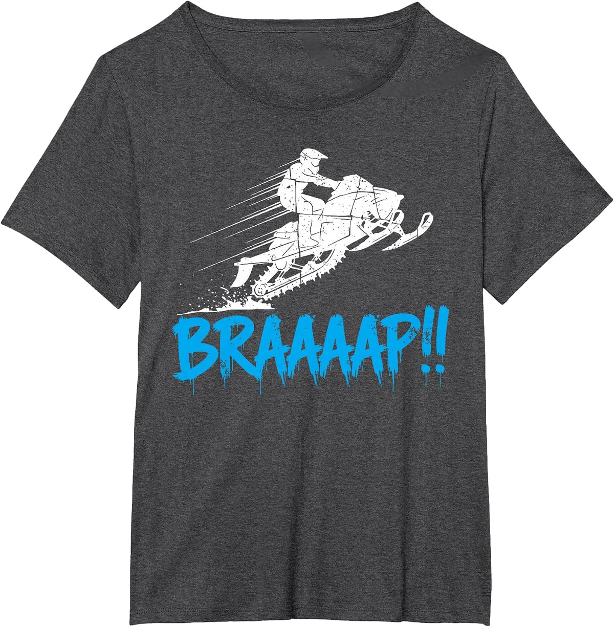Snowmobile Braaap Funny Extreme Outdoor Winter Sports T-Shirt - Dark Heather Grey