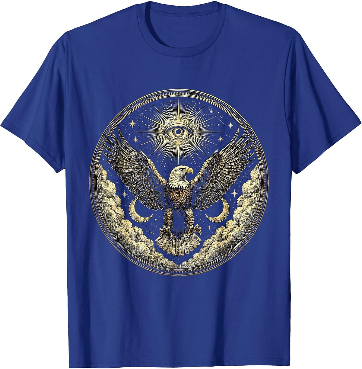 Men's Eagle Soaring Through Storm Clouds Graphic T-Shirt - Royal Blue