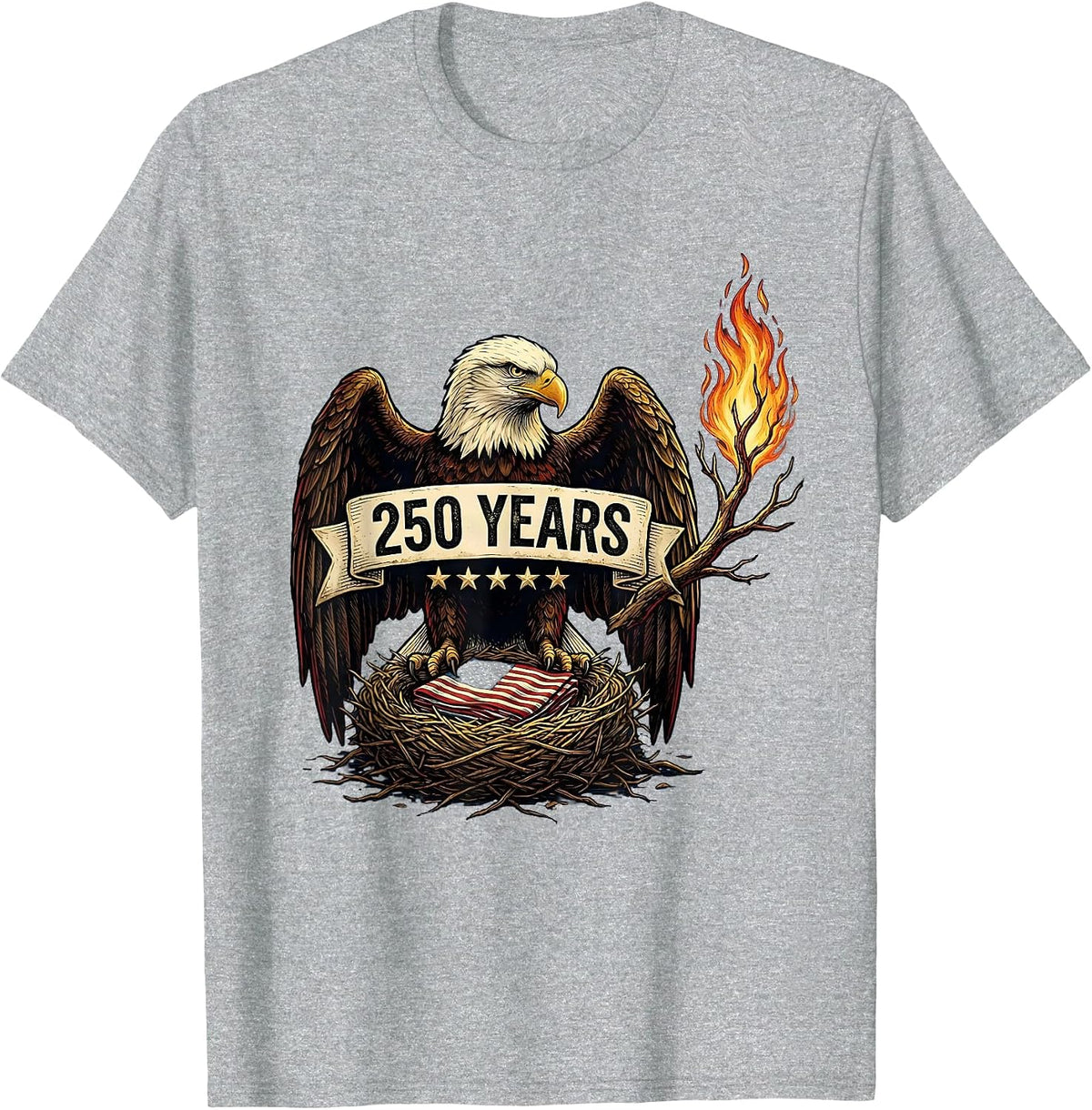 Men's 250 YEARS Patriotic Eagle and Flag 250th Anniversary USA 4th T-Shirt - Heather Grey