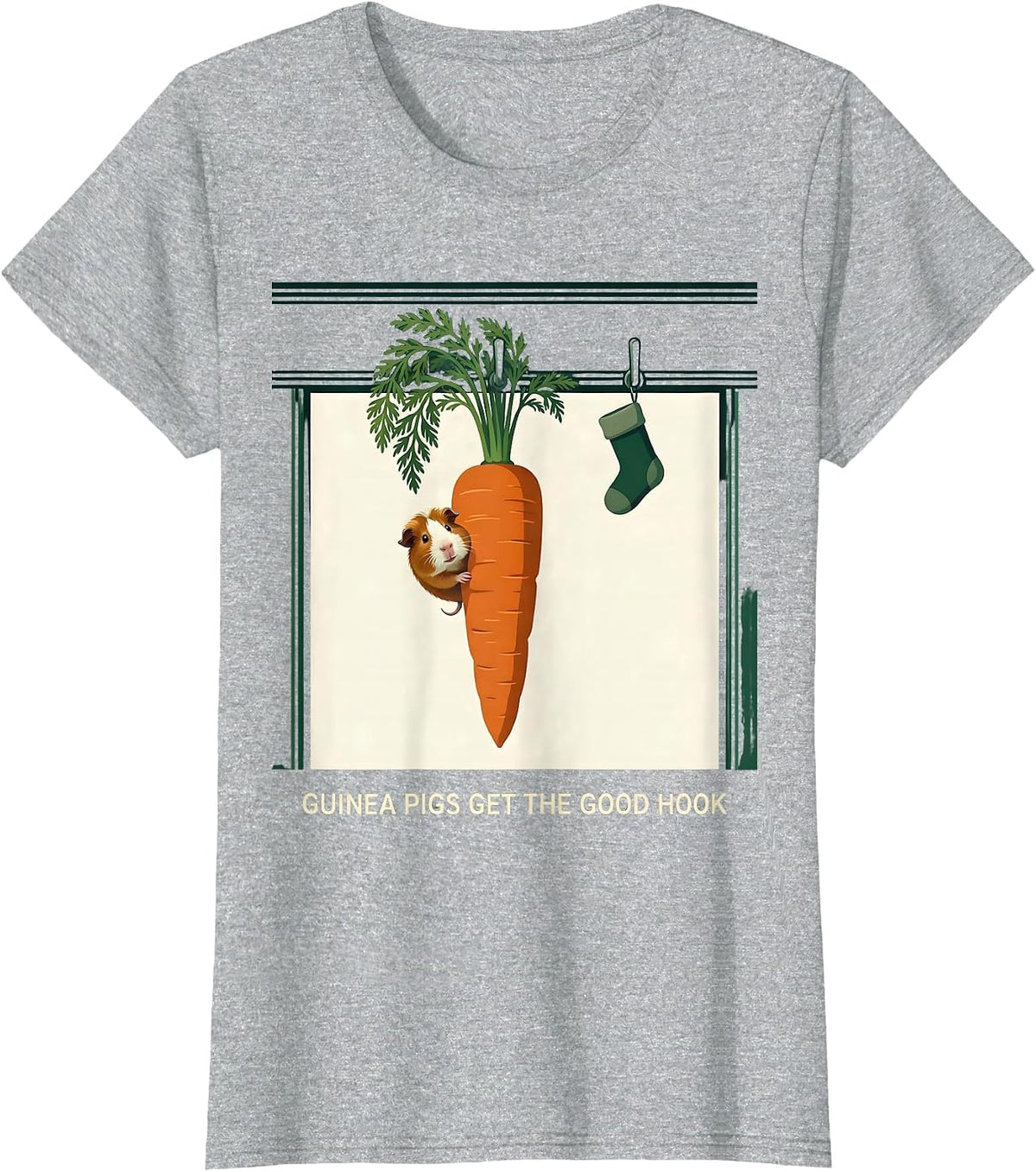 Guinea Pigs Get The Good Hook Funny Guinea Pig Christmas T-Shirt - Heather Grey
