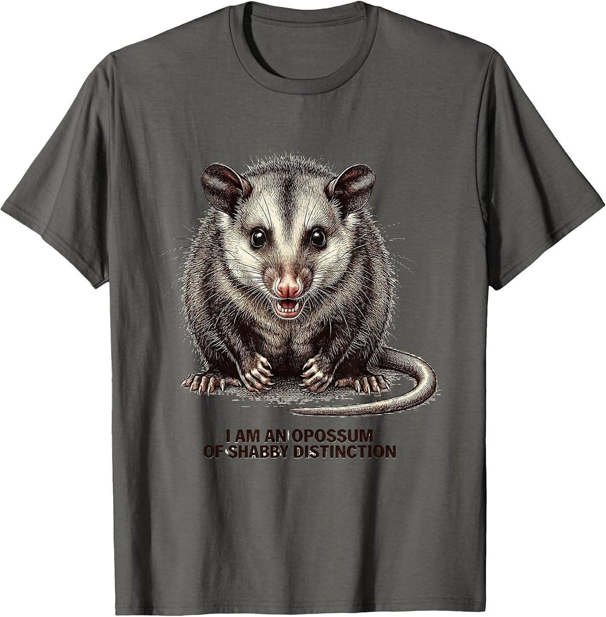 Men's I Am An Opossum Of Shabby Distinction Funny Opossum Meme T-Shirt - Asphalt Grey