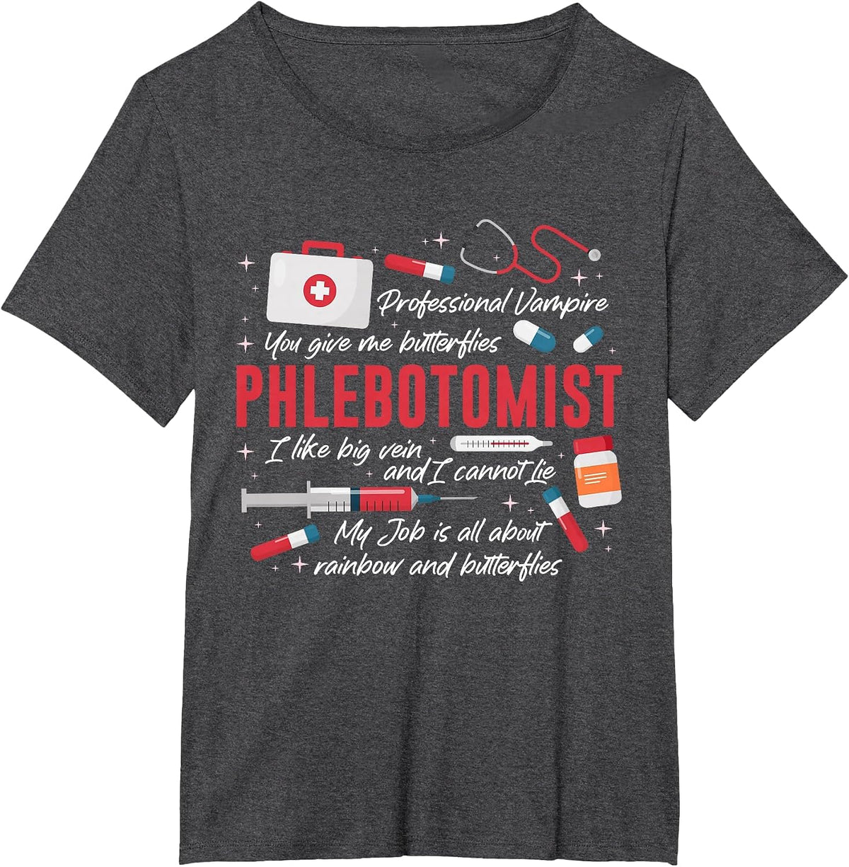 Phlebotomist Phlebotomy Tech T-Shirt - Dark Heather Grey