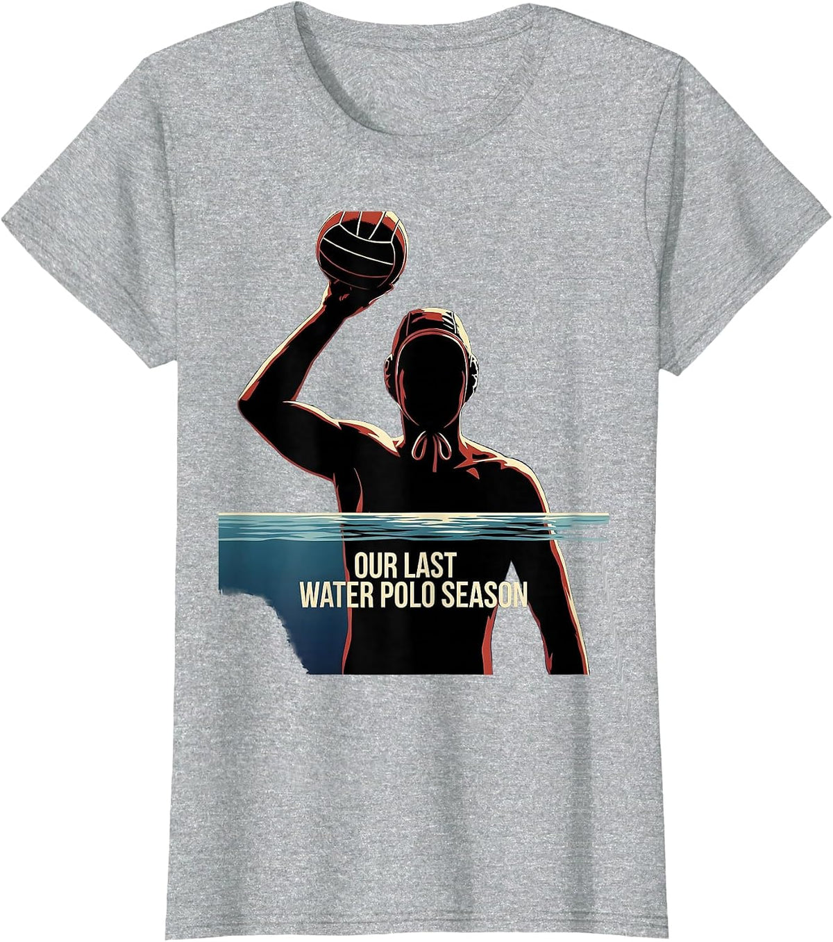 Women's Our Last Water Polo Season Senior Night Silhouette Keepsake T-Shirt - Heather Grey