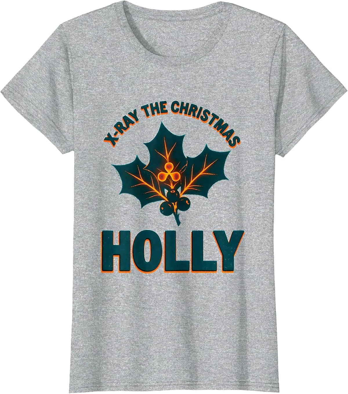 X-Ray The Christmas Holly Radiology Tech Humor Holiday T-Shirt - Heather Grey