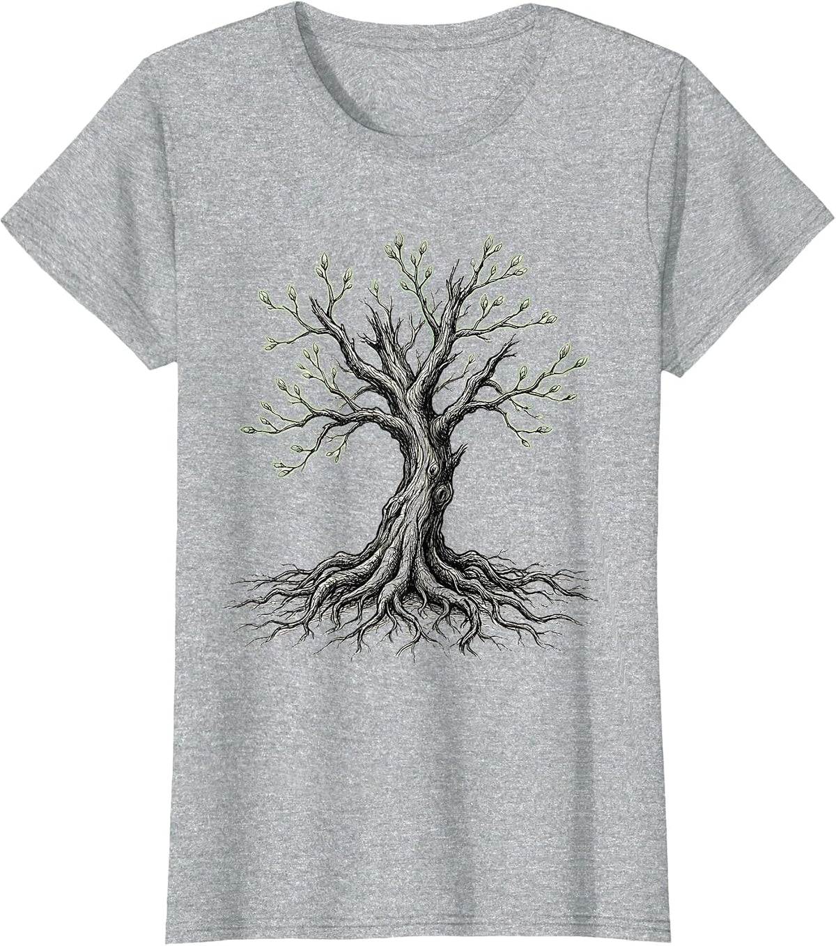 Suicide Awareness Lone Tree New Buds Illustration T-Shirt - Heather Grey