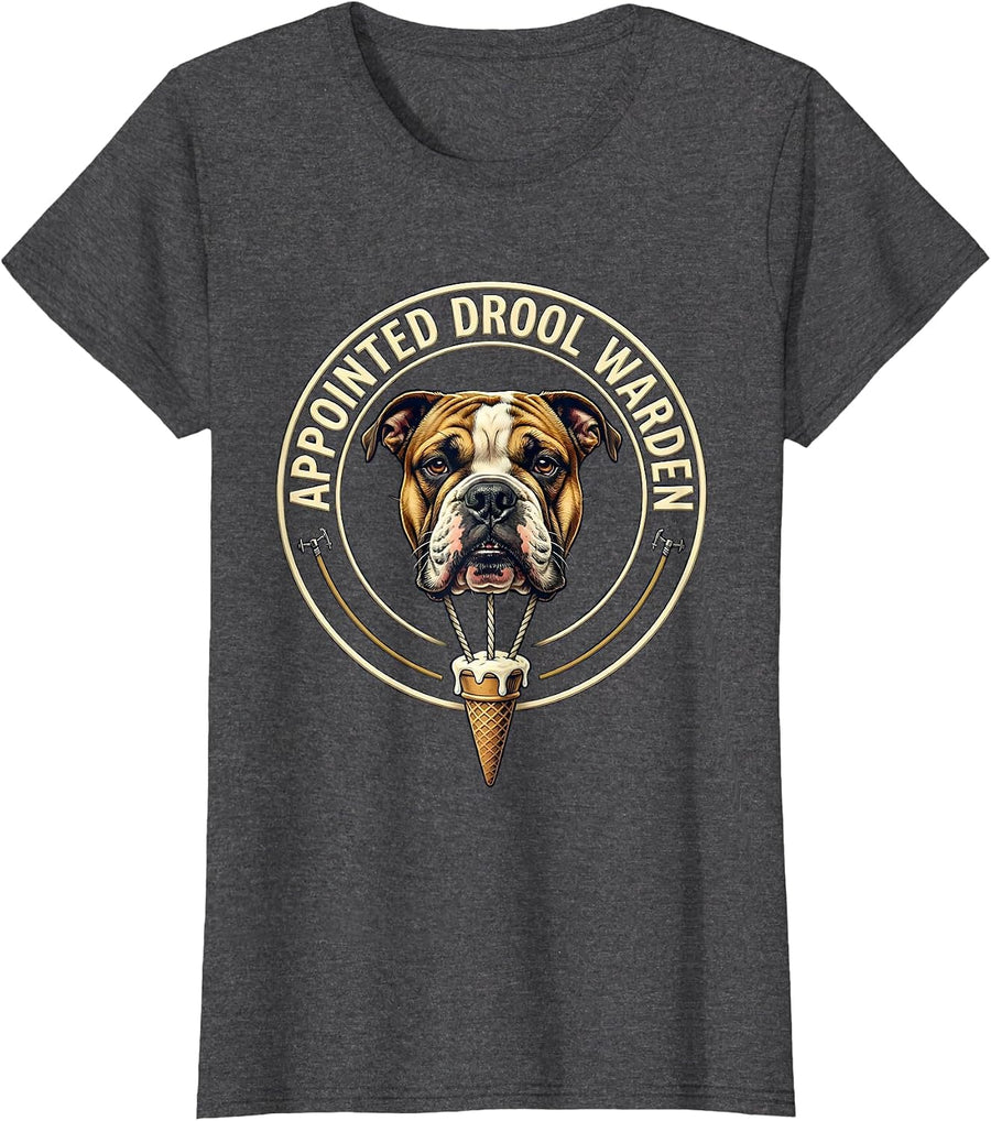 Women's Appointed Drool Warden Funny Bull Terrier Dog Mom Dog Dad T-Shirt - Dark Heather Grey