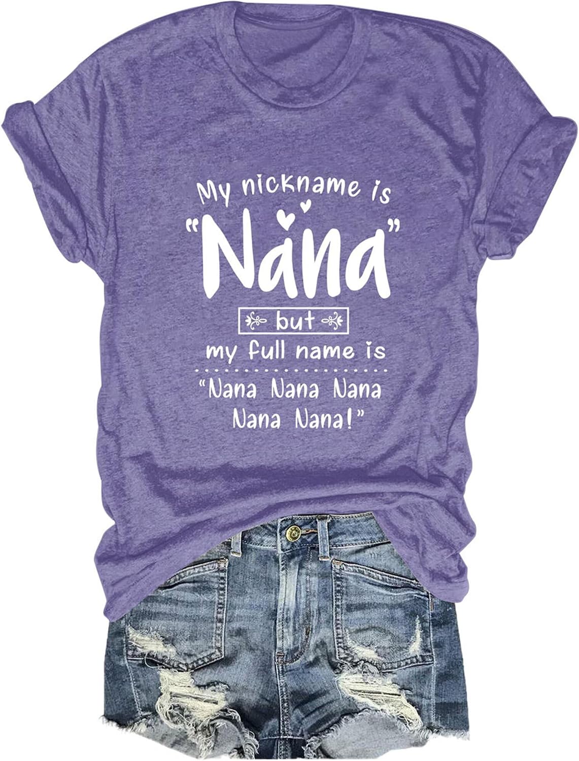 Grandma Shirt for Women My Nickname is Nana Tshirt Grandma Life Graphic Top - 01-purple
