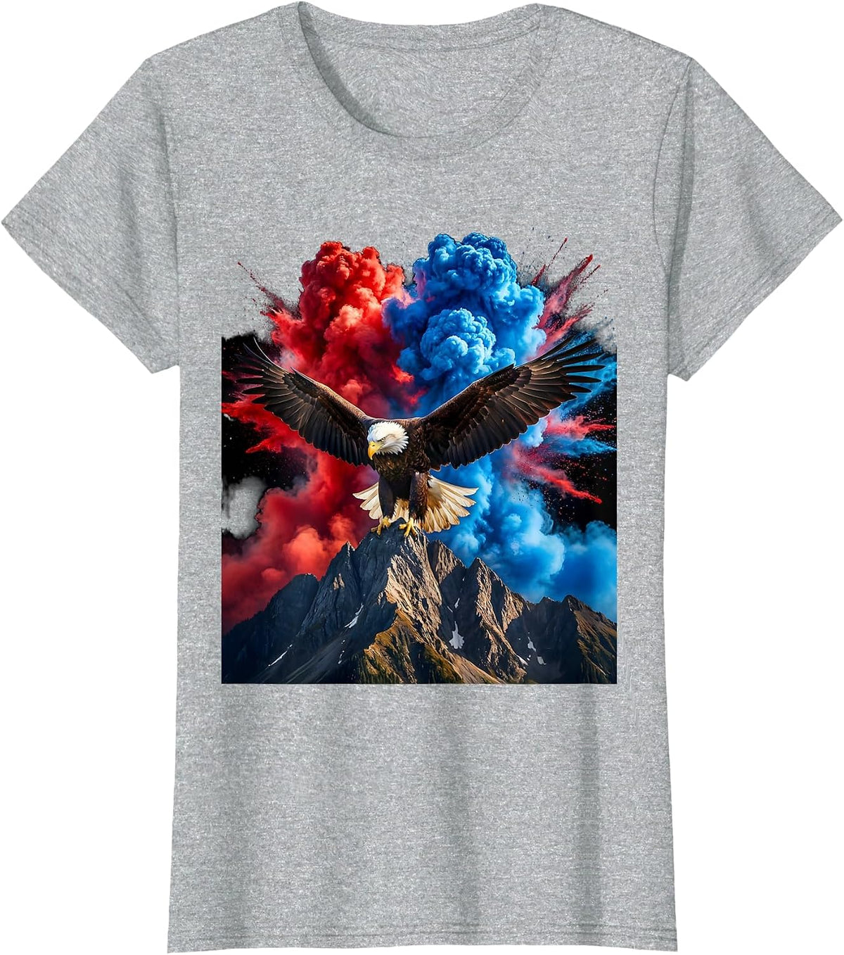 Women's Bald Eagle Perched on Mountain Peak USA T-Shirt - Heather Grey