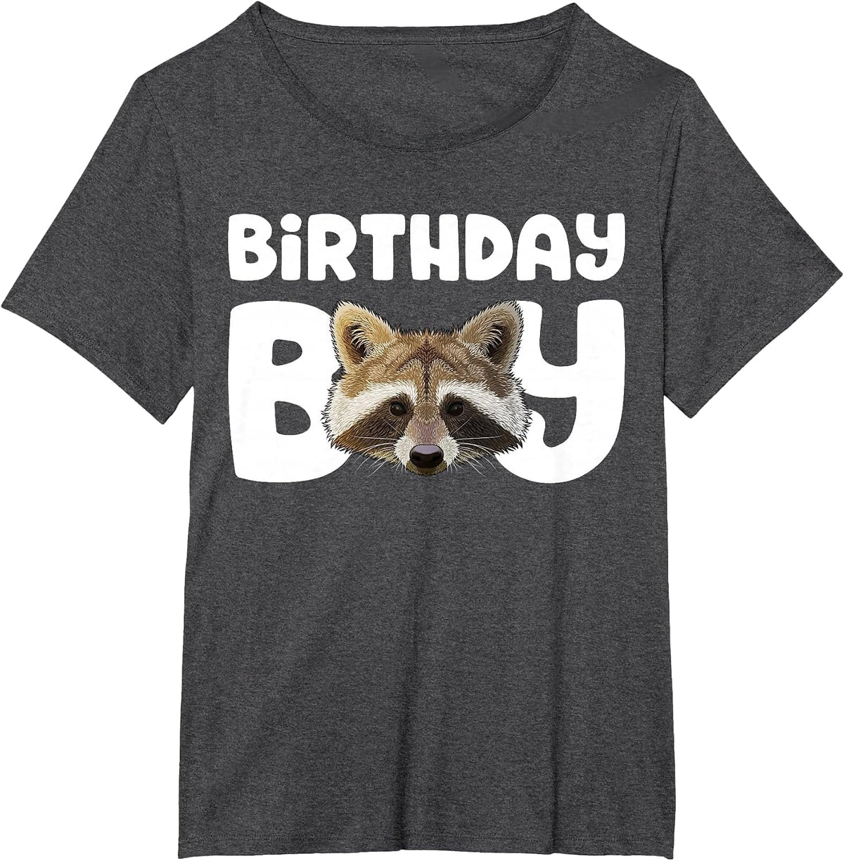 Raccoon Birthday Boy Party Children Trash Panda Raccoon Birthday T-Shirt - Dark Heather Grey