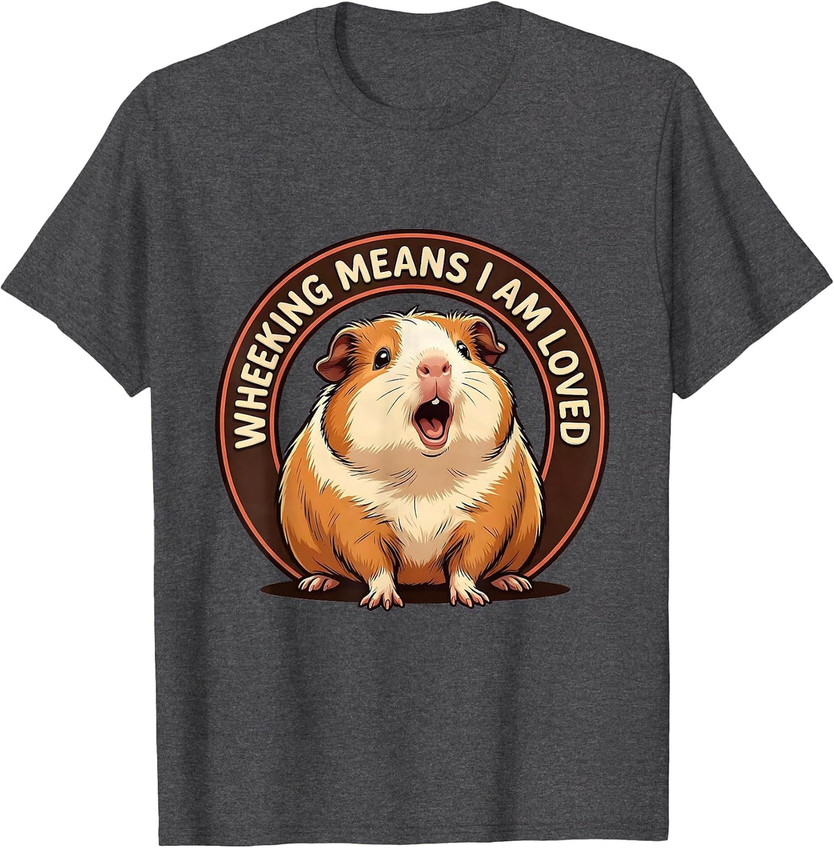 Men's Wheeking Means I Am Loved Cute Kawaii Guinea Pig Lover Gift T-Shirt - Dark Heather Grey