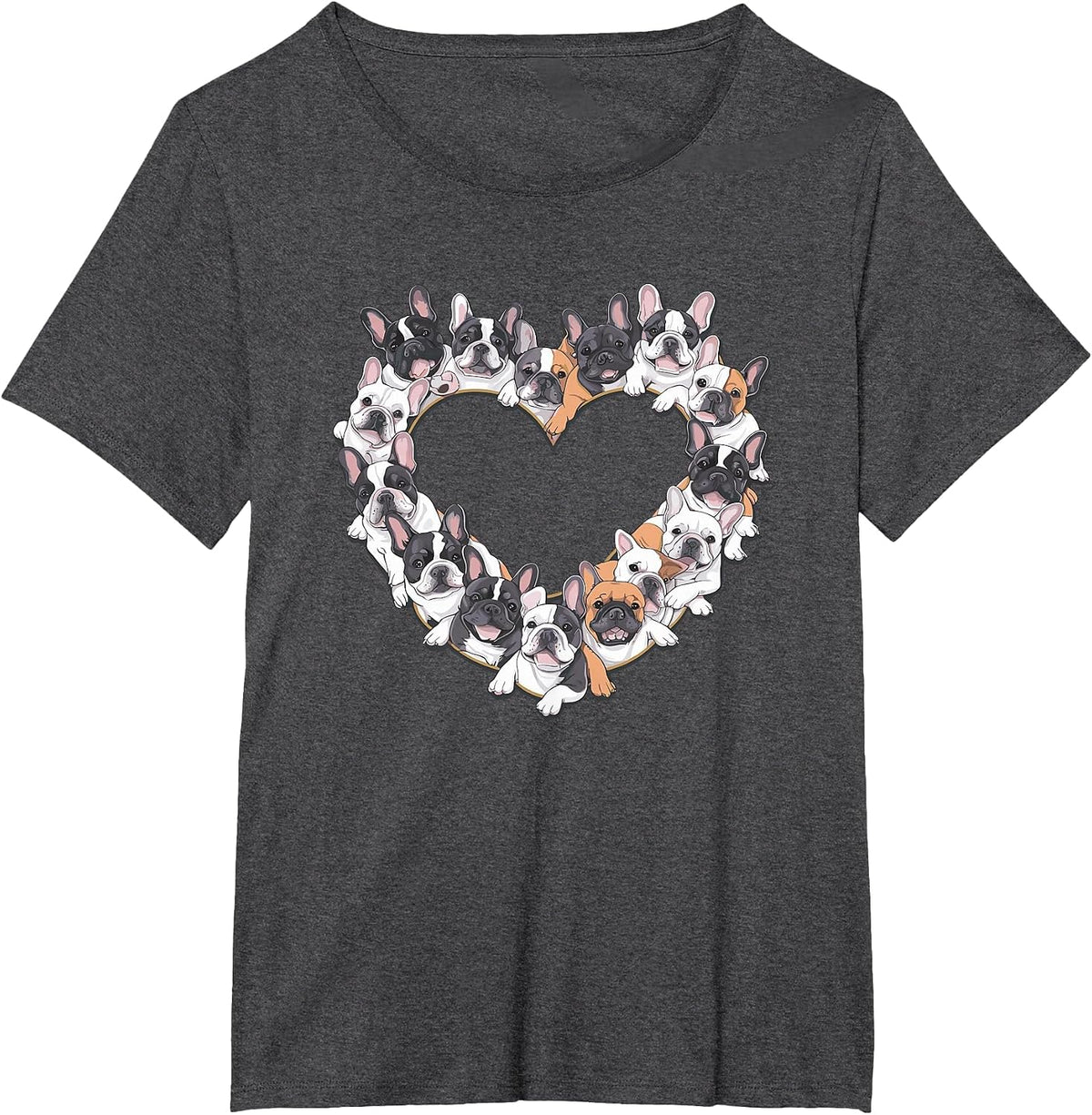 Heart French Bulldog Frenchie Bulldogs T-Shirt - Dark Heather Grey
