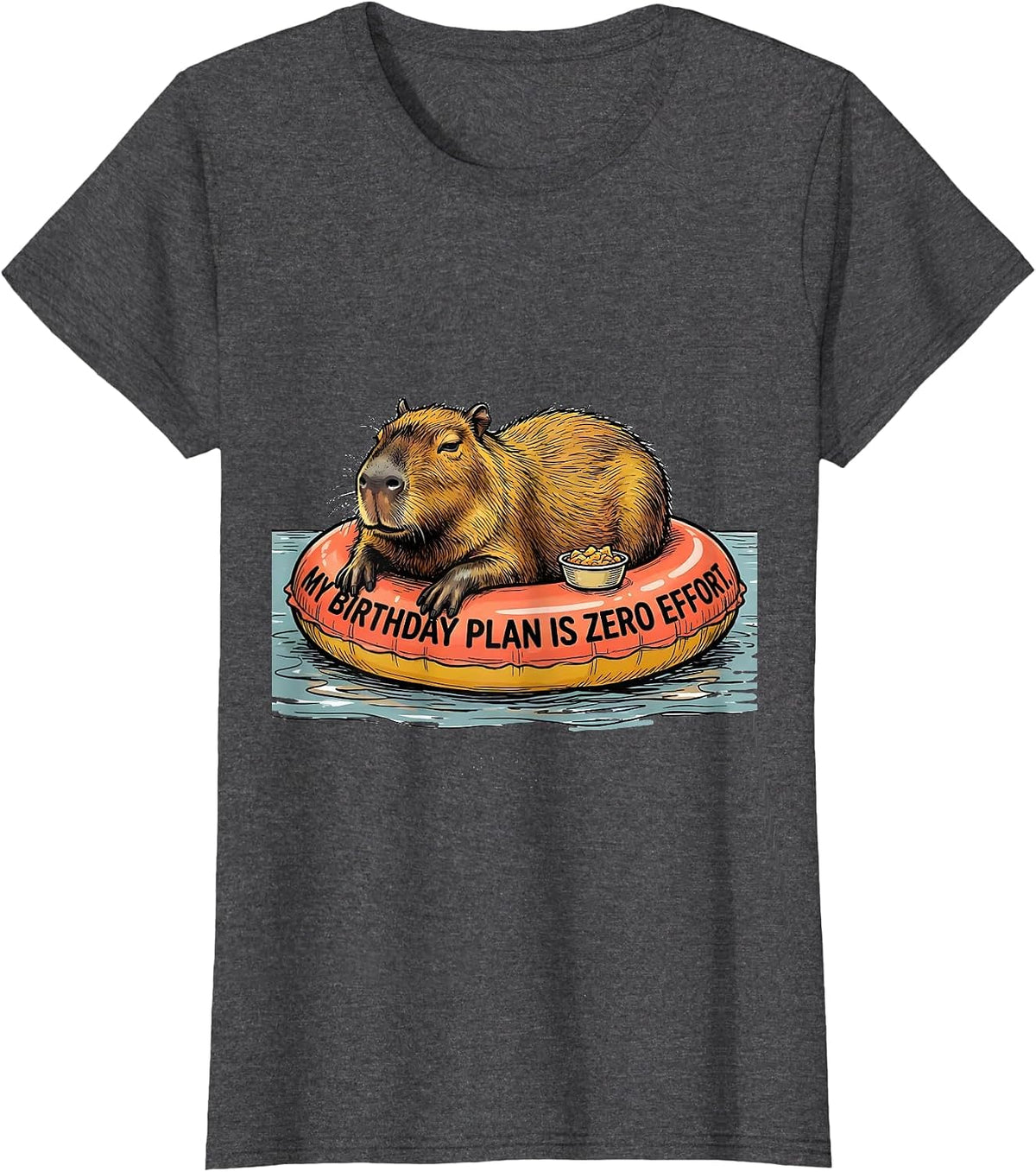 Women's My Birthday Plan Is Zero Effort Funny Capybara Meme Birthday T-Shirt - Dark Heather Grey