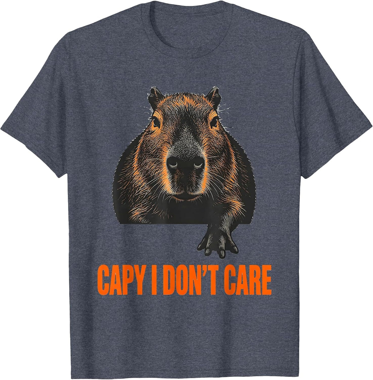 Capy I Don't Care Funny Capybara Meme Animal Humor T-Shirt - Heather Blue