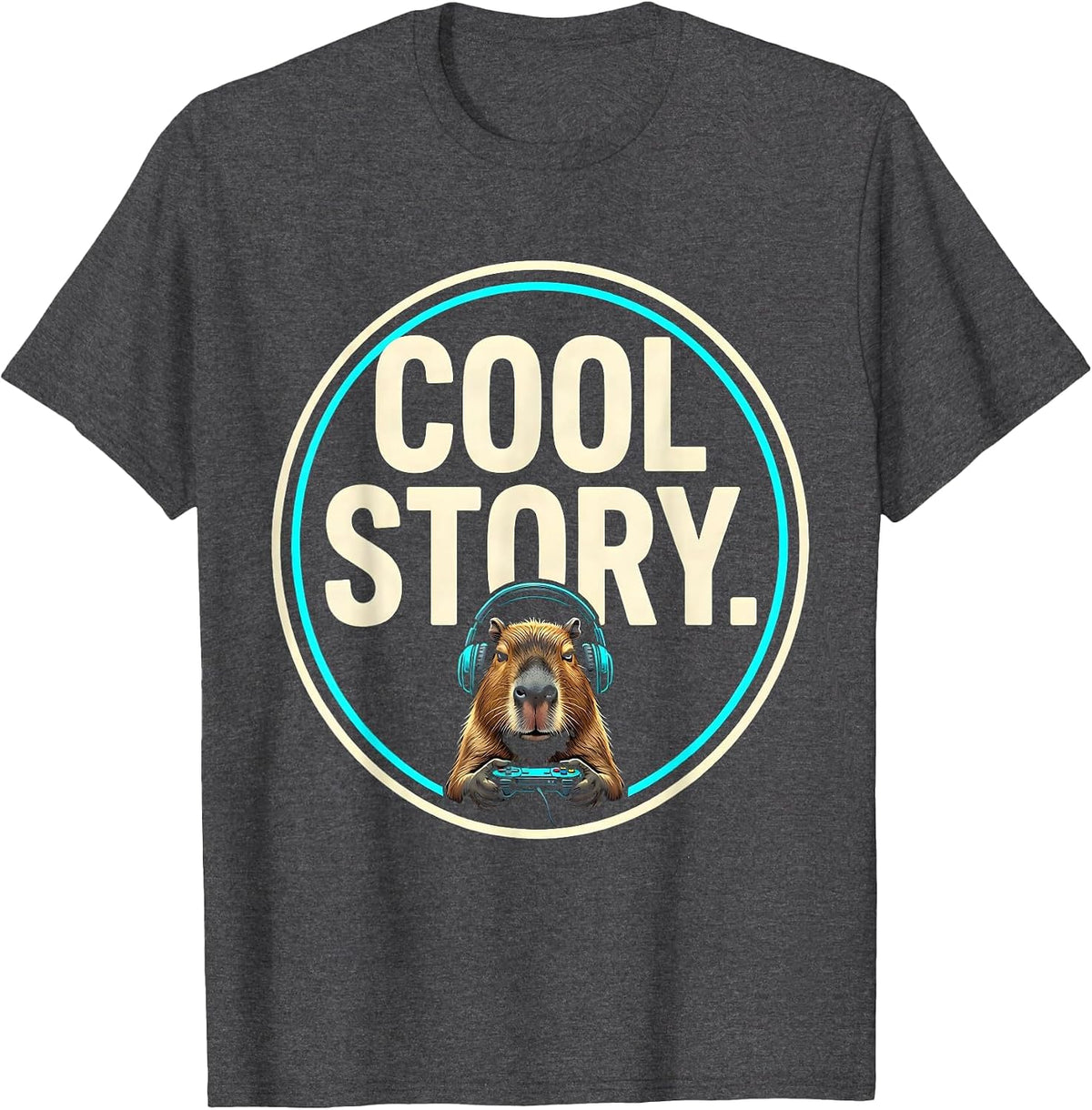 COOL STORY Funny Capybara Gamer Meme Humor T-Shirt - Dark Heather Grey