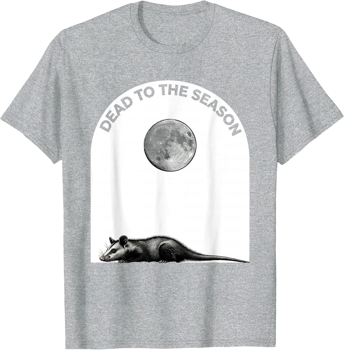 Men's Dead To The Season Minimalist Opossum Halloween Spooky Moon T-Shirt - Heather Grey