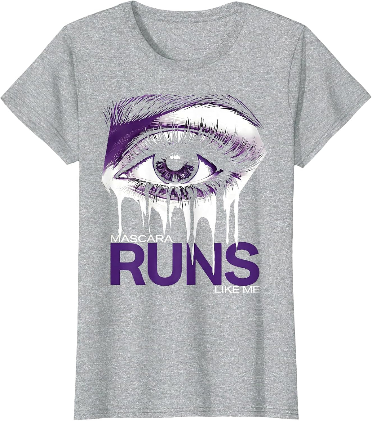 Mascara Runs Like Me Emo Graphic Design T-Shirt - Heather Grey