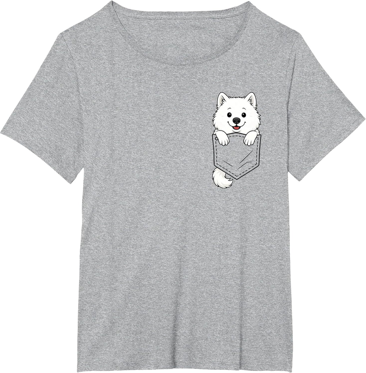 Funny Samoyed Peeking in Pocket Dog Puppy Pet Animal Lover T-Shirt - Heather Grey