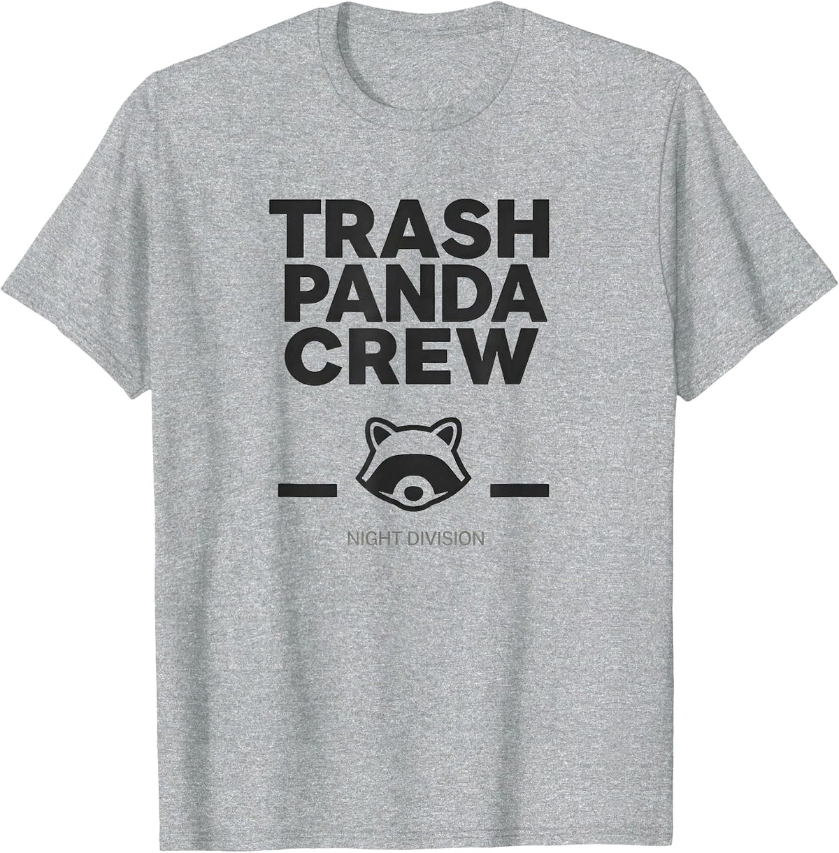 Men's Trash Panda Crew Night Division Funny Raccoon Meme Humor T-Shirt - Heather Grey