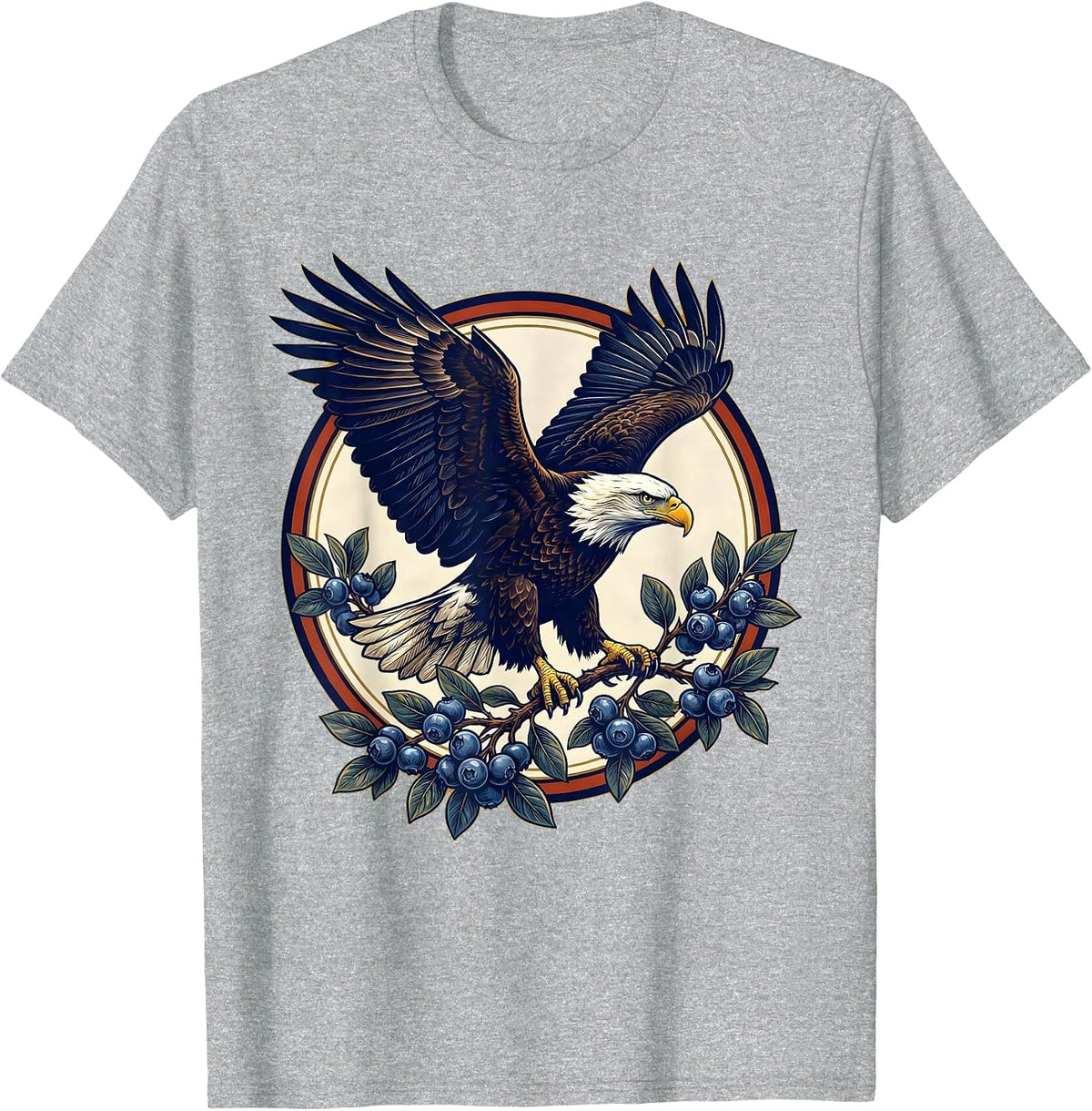 Men's Red White and Blueberry Eagle Patriotic Design T-Shirt - Heather Grey