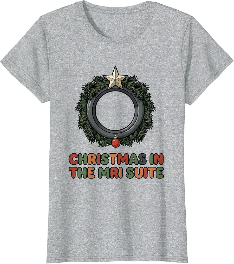 Christmas In The MRI Suite Funny Radiology Tech Christmas T-Shirt - Heather Grey