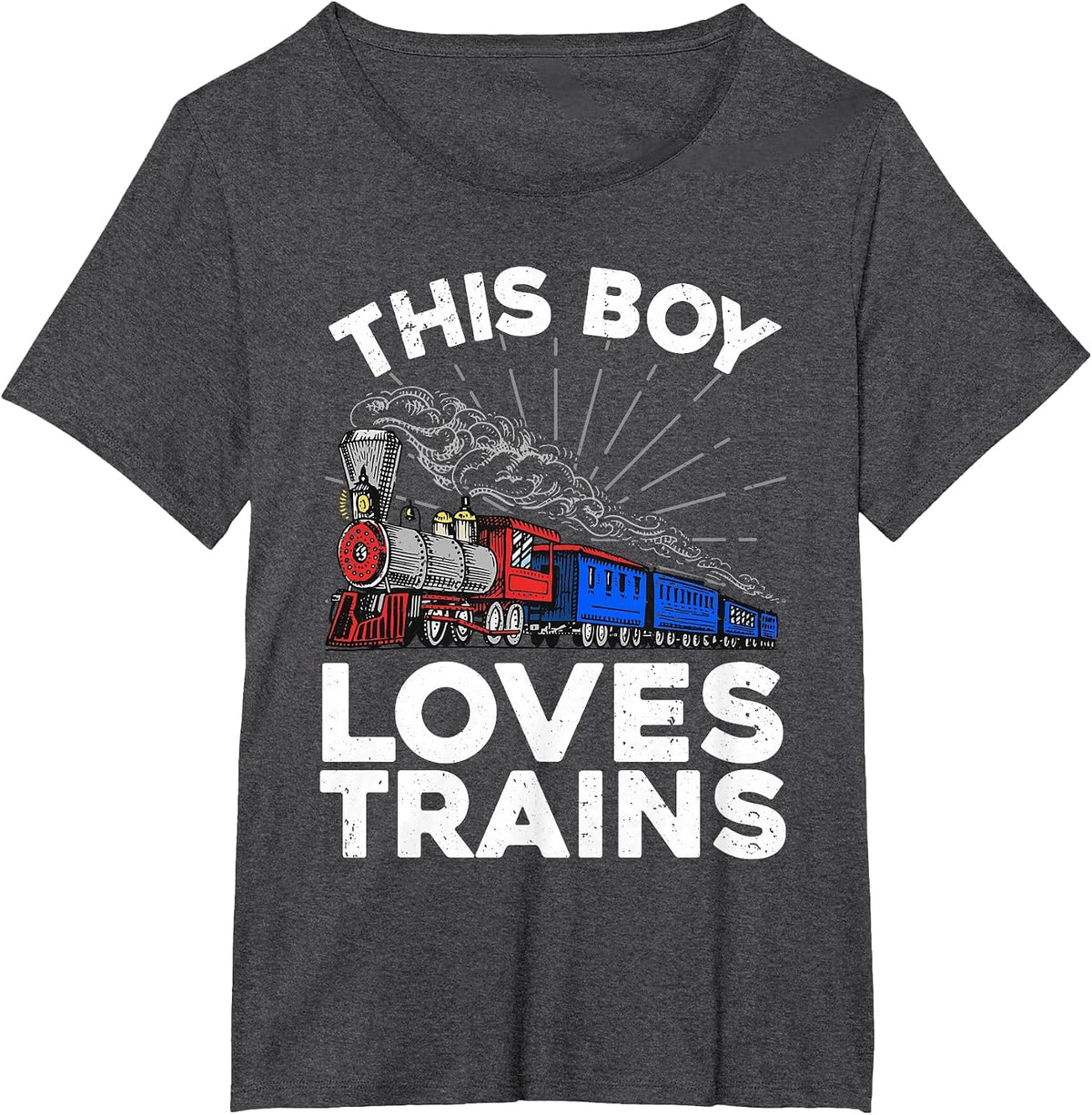 Cool Train Art for Boys Kids Toddlers Train Lovers Railroad T-Shirt - Dark Heather Grey