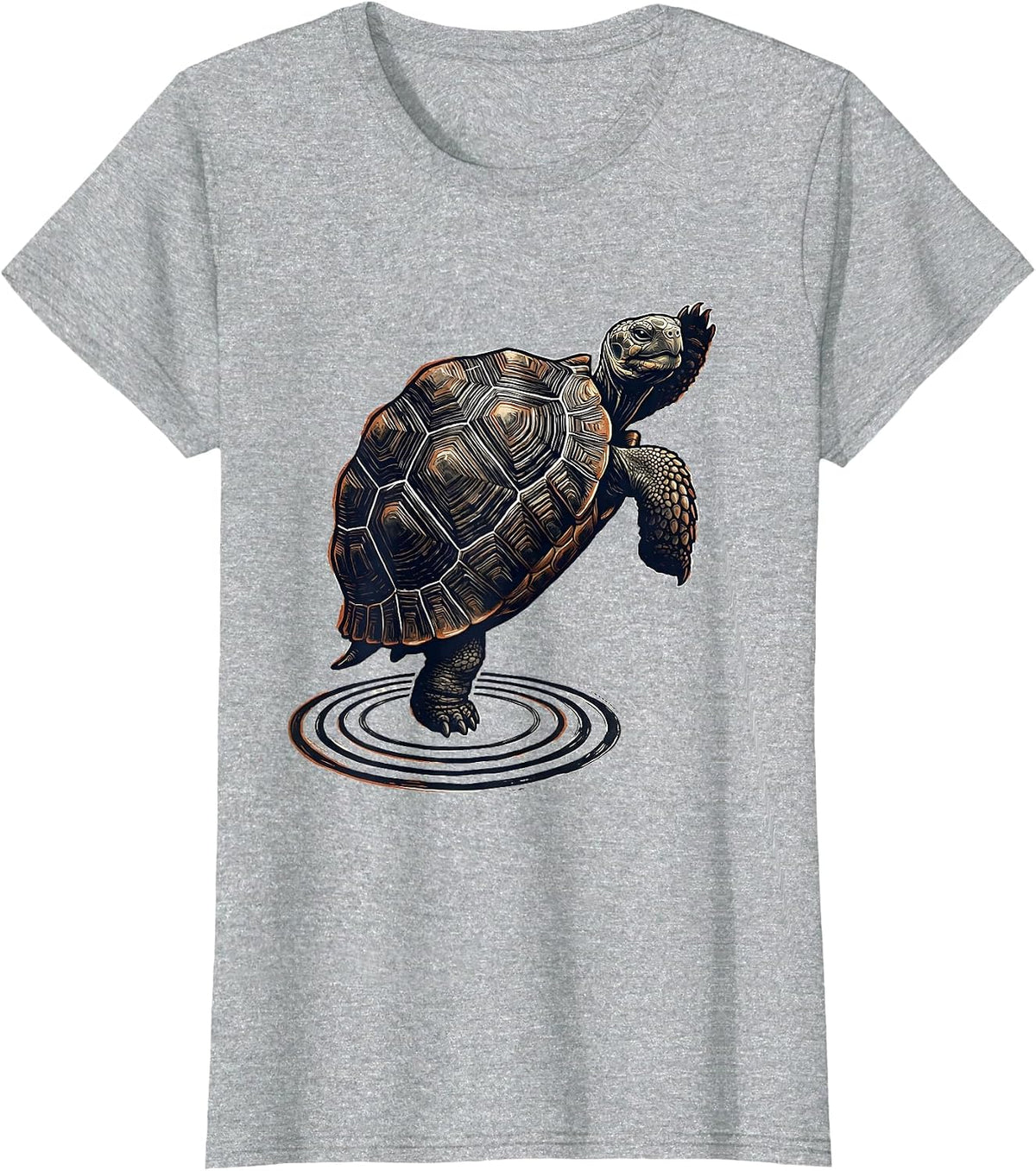 Tortoise Linocut Funny Turtle Lover Gift T-Shirt - Heather Grey