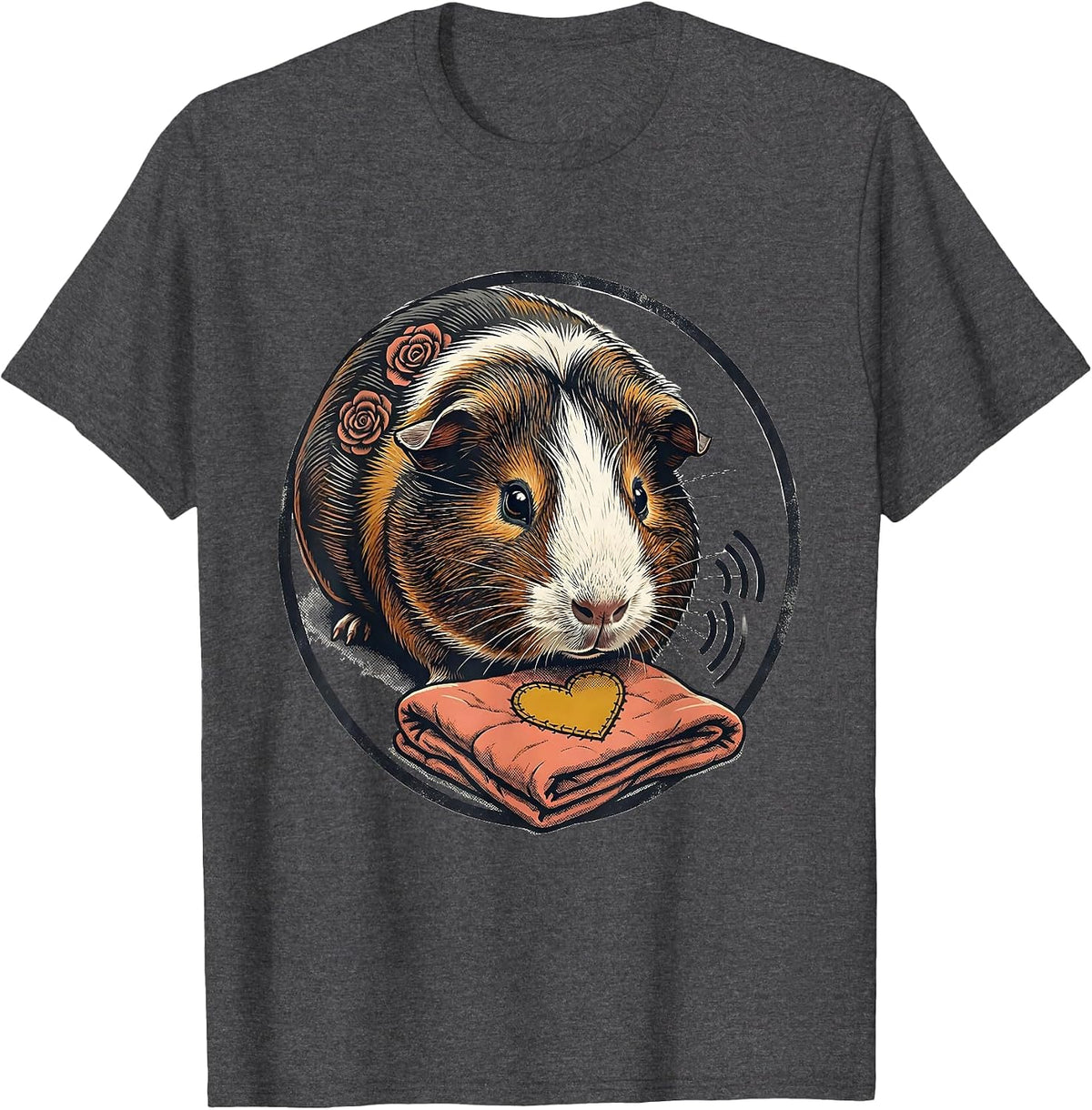 Men's Guinea Pig Rosette Lap Blanket Cavy Lover Screenprint Poster T-Shirt - Dark Heather Grey