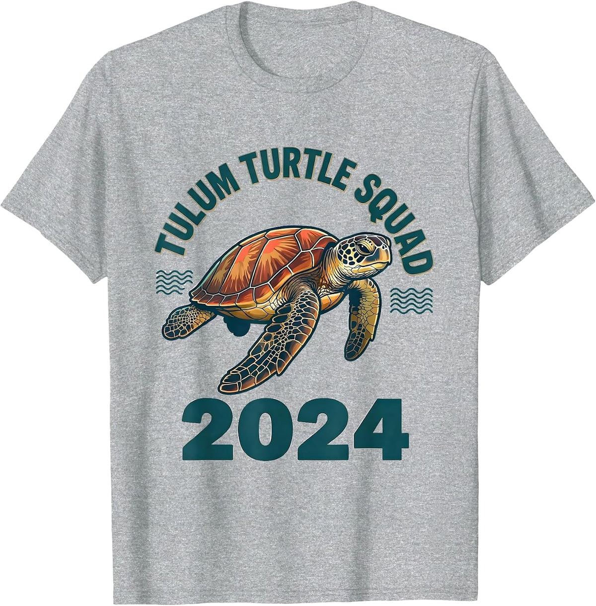 Men's Tulum Turtle Squad 2024 Cute Sea Turtle Ocean Animal T-Shirt - Heather Grey