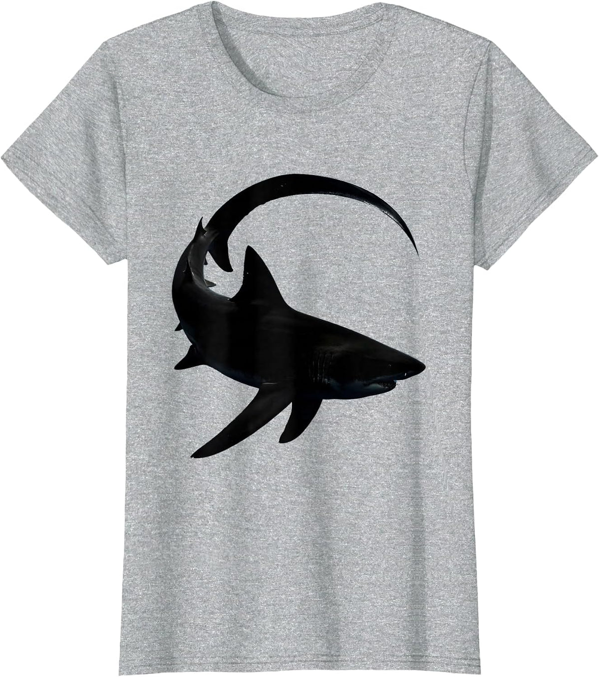 Thresher Shark Long Tail Ocean Wildlife Illustration T-Shirt - Heather Grey