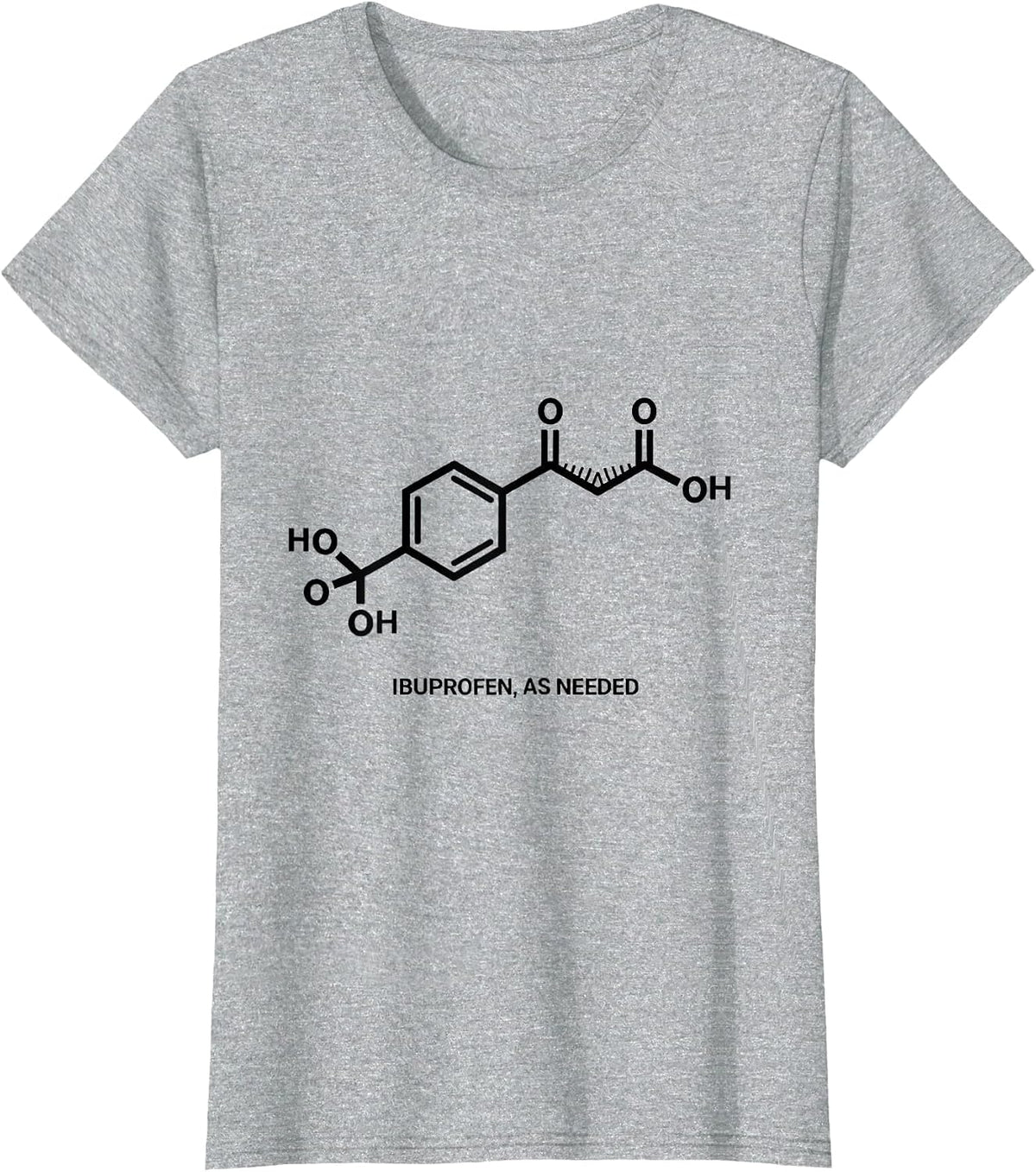 Ibuprofen, As Needed Chemical Structure Pharmacy Humor T-Shirt - Heather Grey