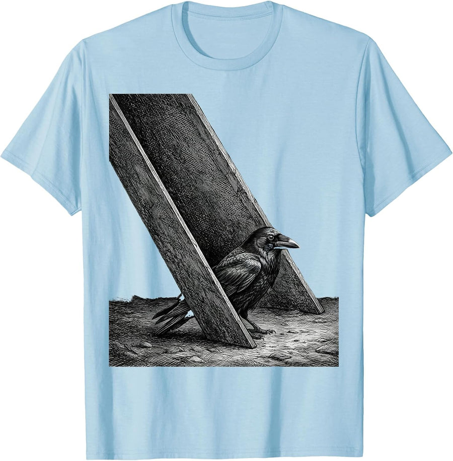 Men's Crow Raven Silhouette Gothic Dark Humor Bird Lover T-Shirt - Baby Blue