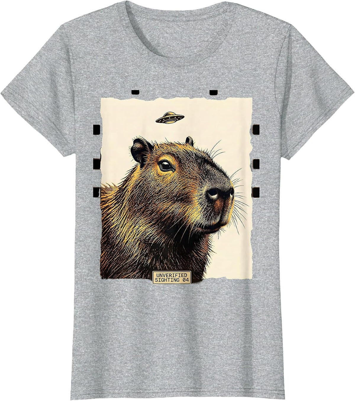 Unverified Sighting 04 Funny Capybara Alien UFO Meme Humor T-Shirt - Heather Grey