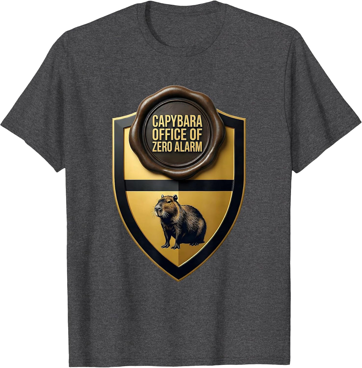 Men's Capybara Office Of Zero Alarm Funny Animal Meme Humor T-Shirt - Dark Heather Grey