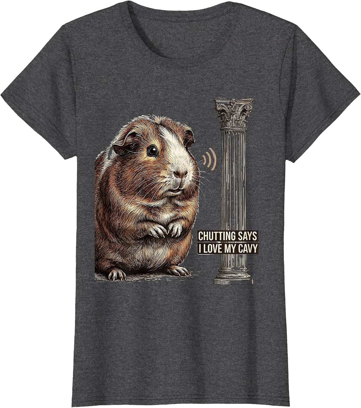 Women's Chutting Says I Love My Cavy Funny Guinea Pig Lover Humor T-Shirt - Dark Heather Grey