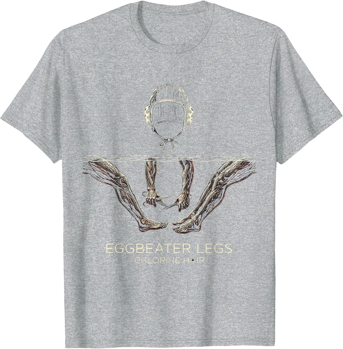 Men's Eggbeater Legs, Chlorine Hair Funny Water Polo Player Humor T-Shirt - Heather Grey