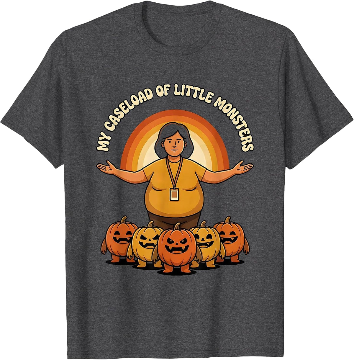 My Caseload Of Little Monsters Retro 70s School T-Shirt - Dark Heather Grey